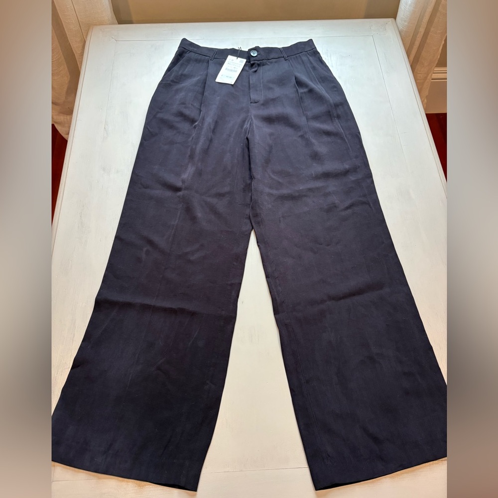 Zara Charcoal Wide-Leg Trousers SZ XL NWT